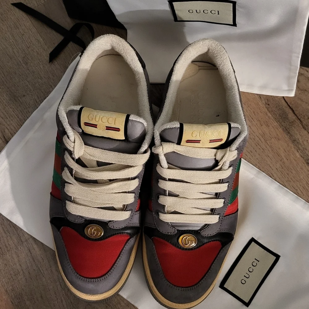 Gucci Men's Gray and Red Sneakers